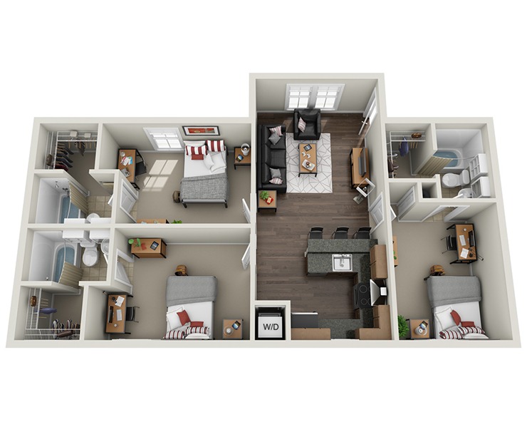3BR/3BA - Lodge Floor plan