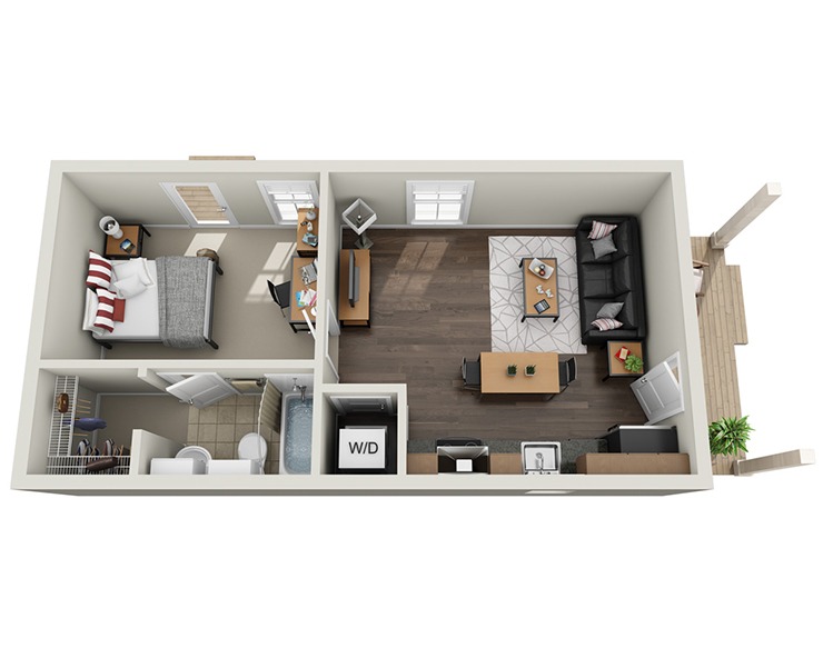 1BR/1BA - Duplex Floor plan