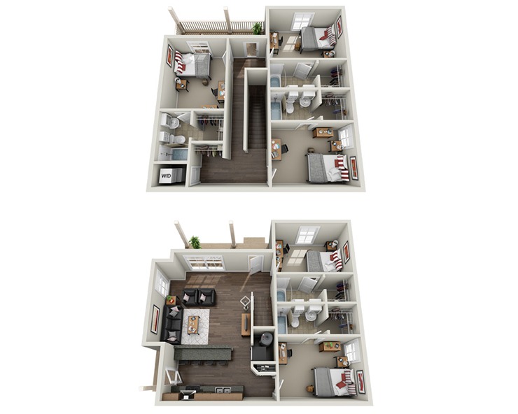 5BR/5BA - Duplex Floor plan