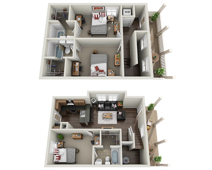 3BR/3BA - 2 Story Cottage Floor plan