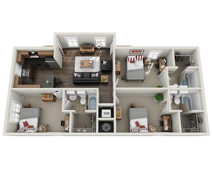 3BR/3BA - Cottage Floor plan